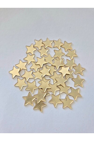RENKLİ DİZAYN Gold Pleksi Yıldız,yapışkanlı 1.5 Cm Lik Gold Yıldız 50 Adet
