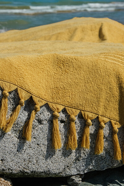 the ramify Coastline Double Sided Curl 100X180 cm Unpainted 100% Organic Cotton Fringed Beach Towel