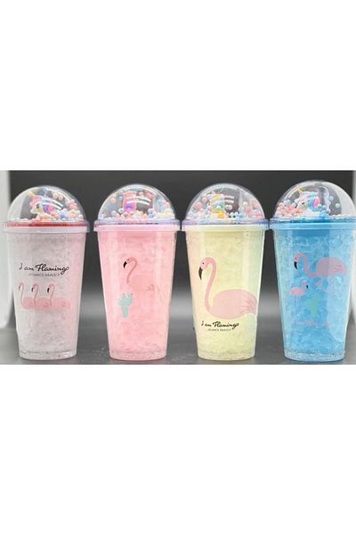 Honney Boutique Led 3D Colorful Lighted Mica Water Bottle Flask Water Bottle Cocktail Glass with Straw Lighted Figure