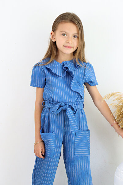 FESSHERA 💜 Κοριτσίστικη φόρμα με διπλό γιακά με βολάν με λεπτομέρεια ριγέ – Κατάλληλη για καθημερινή και ειδική χρήση 💜