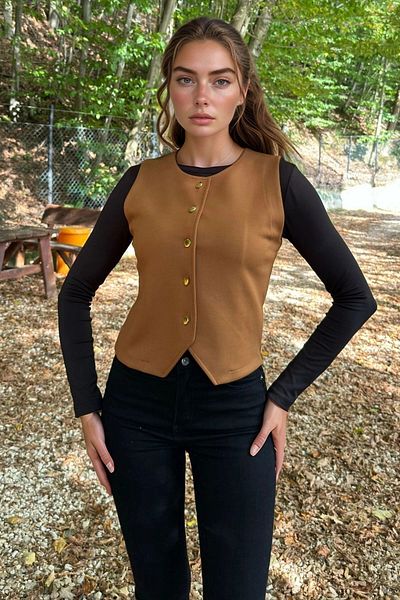 bacc Women's Tan Comfortable Fit Vest Bcbsk-25700-3674