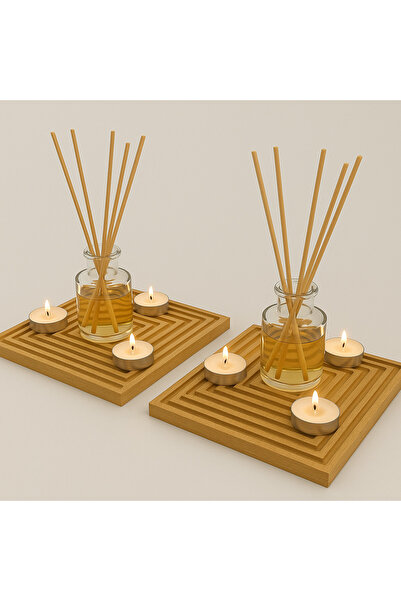 wellhome 2-Piece Bamboo Wooden Presentation Board 20X20 | Square Stylish Placemat – Natural Presentation Set