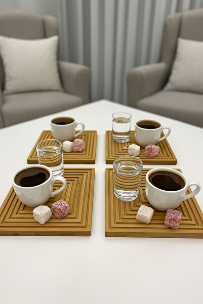 wellhome 4-Piece Bamboo Wooden Presentation Board 20X20 | Square Placemat – Natural Presentation Set