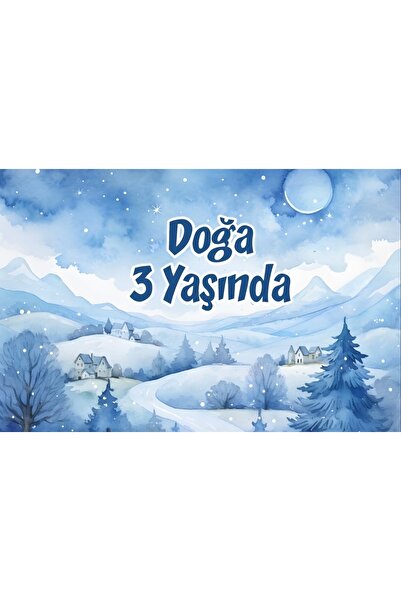 Reysa Tasarım لافتة عيد ميلاد بتصميم منظر طبيعي شتوي مقاس 100 × 150 سم