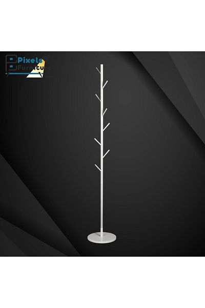 PixelsFurniture Pixel Furniture Modern Design Metal Clothes Hanger, Marble Base with 8 Hooks for Hanging Clothes and Scarves