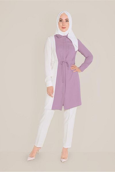 Alvina Cotton Waist with Latch Two Color Tunics 40560