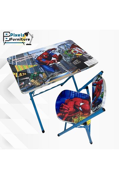 PixelsFurniture Pixel Furniture Kids Study Desk and Chair Set, Multifunctional Ergonomic Student Table, Foldable
