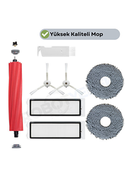 robotyedek Roborock Qrevo (DİKKAT! S,PRO,MAXV DEĞİL!) Beyaz Uyumlu Fırça Hepa Filtre Mop Seti-8 Parça