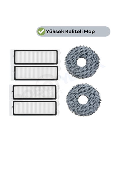 robotyedek Roborock Qrevo (Attention! S,Pro,Not Maxv !) Compatible Hepa Filter and Mop-6 Pieces