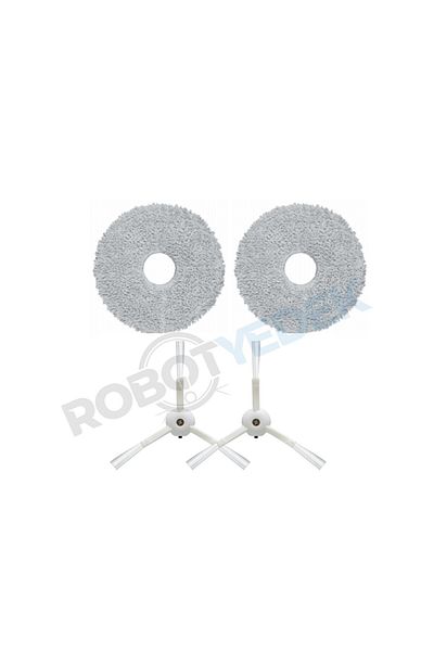 robotyedek Roborock Qrevo (انتباه! S، PRO، وليس MAXV!) ممسحة بيضاء وفرشاة جانبية - 4 قطع