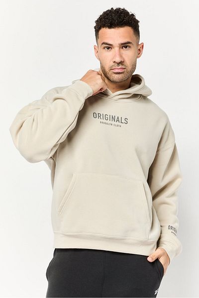 Originals by Brooklyn Cloth Men Brand Logo Long Sleeve Hoodie, Light Grey