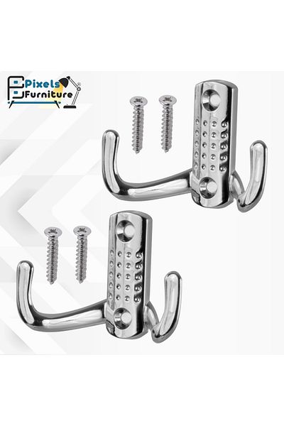 PixelsFurniture Pixel Furniture 2-Piece Chrome Wall Mounted Metal Clothes Hanger Set