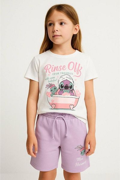 2kids2mom New Season Character Detailed Back Printed T-Shirt and Shorts Bottom Top Girl's Set (6-14 Years)