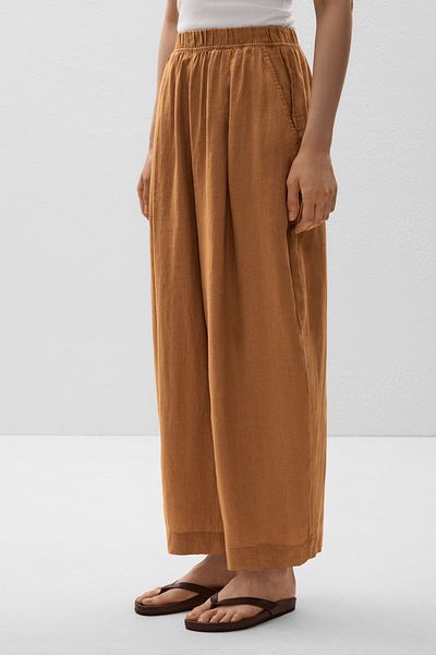 Oysho 100% Linen Crop Balloon Trousers