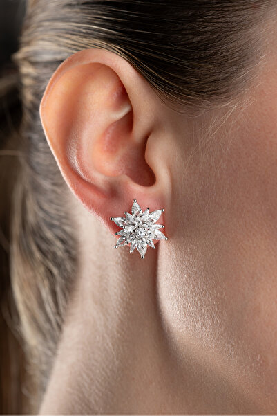 Silvano Jewelry 925 Ayar Gümüş Lotus Küpe