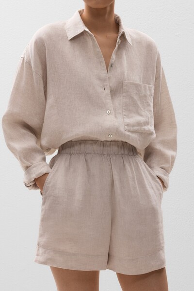 Oysho 100% Linen Bermuda Shorts