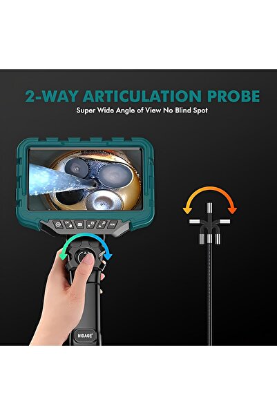 NIDAGE 360 derece Oynar Başlıklı endoskop Kamera 7 Inch Ekran yılan kamera