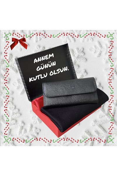 Carlino Mother's Day Black Carlino Wallet - Combed Cotton Shawl Gift Set