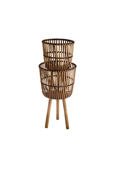 casa rosa 2 Piece Rattan Basket Set With Lege