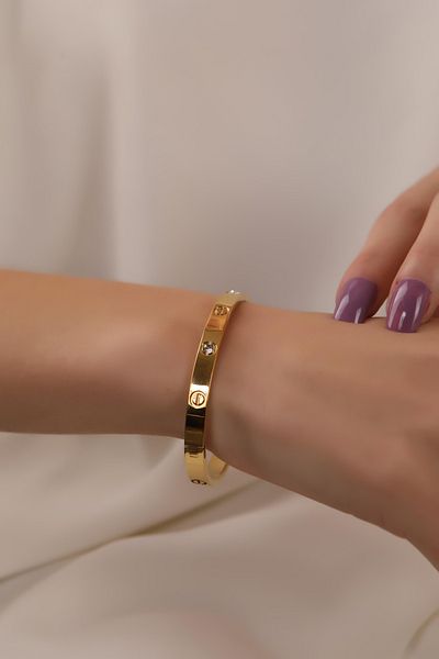 Vitastyle سوار فولاذي مزين بحجر الزركون
