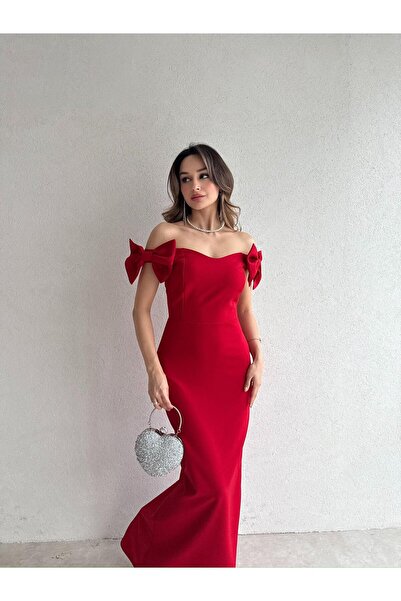 Mooi Butik Φόρεμα ARMİ Maxi 5051 - Κόκκινο