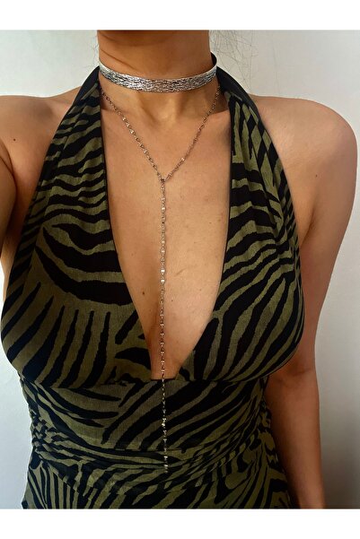 Hoop jewelery çelik uzun y kolye lip chain