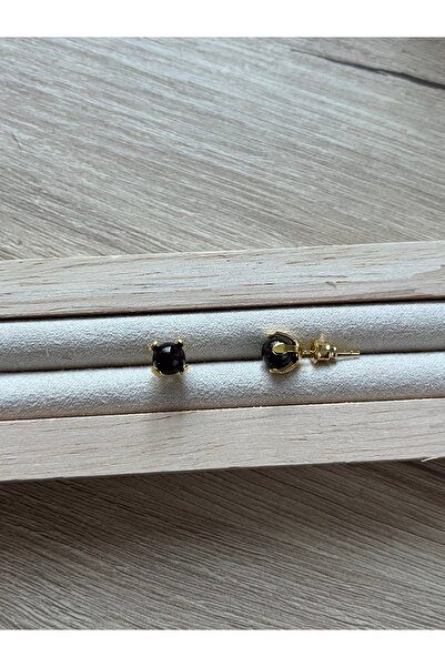 Pel Design Lal Granat Taşı Altın Kaplama Top Küpe El Yapımı