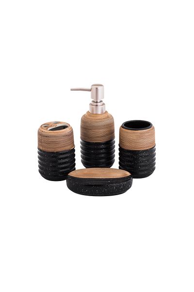 casa rosa 4 Piece Marble Patterned Decorative Bathroom Set