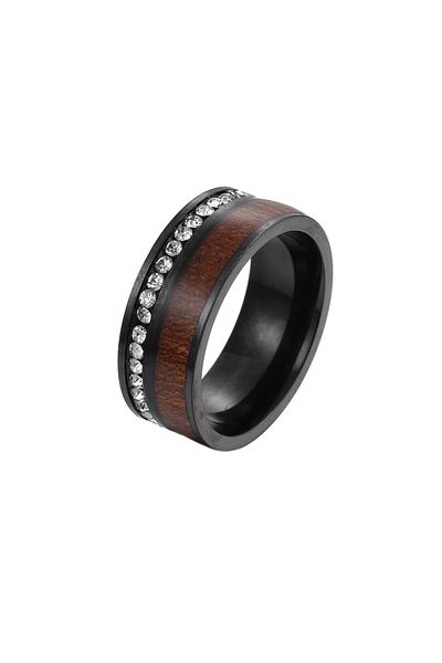 SIC MODA Acacia wood and titanium ring 4023
