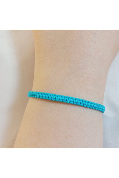 Crystal Atelier Unisex Highlighter Blue Macrame Knitted Elevator Adjustable Bracelet-Gift Bracelet-Rope Bracelet