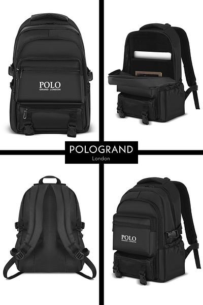 POLOGRAND London Original Unisex Multi-Compartment Large Volume Orthopedic Waterproof Sports Course Laptop Travel Backpack