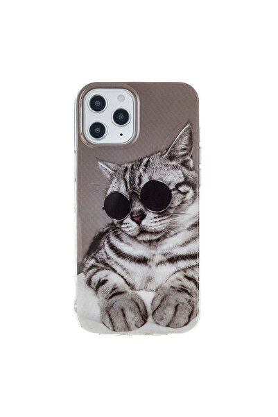 REDz Accessories Carcasă din silicon compatibilă cu iPhone 12, model Cool Cat...