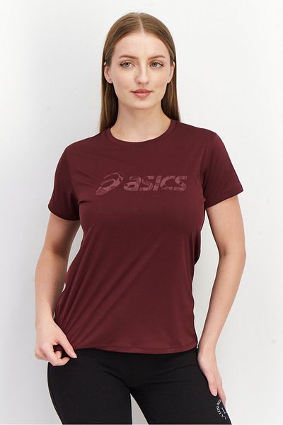 Asics Women Sportswear Fit Short Sleeves Brand Logo T-shirt, Maroon