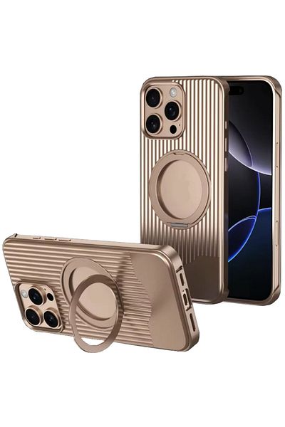 REDz Accessories Carcasă Magsafe Ring Holder, Titan Ring, compatibilă cu iPhone 16 Pro Max, aliaj de aluminiu, auriu desert