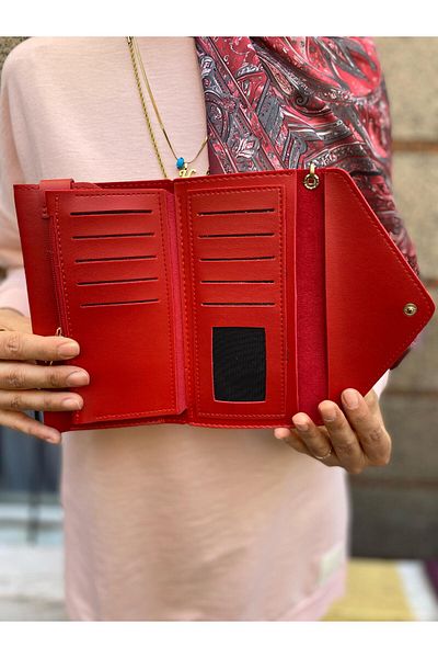 H&D COLLECTİON Soft Leather Envelope Model Wallet with Ankle Insignia Combination