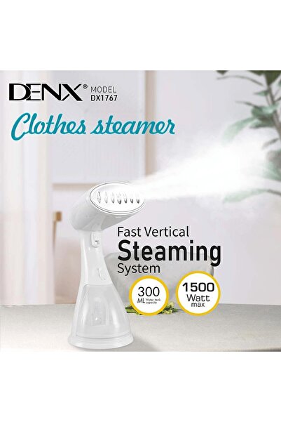 Denx Dinex Garment Steamer, 1500W, 300ml, Fast Vertical Steaming System, 30 Second Heat-up, 5ft Cord,