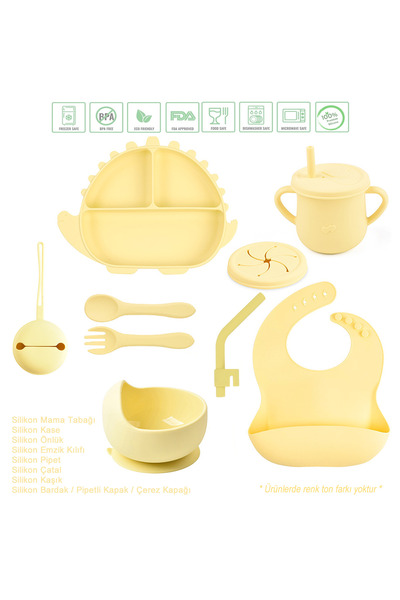 jojobebek Silikon Beslenme Seti, Mama Tabağı, Kase, Emzik Kılıfı, Çatal-Kaşık...