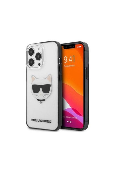 REDz Accessories Carcasă Karl Lagerfeld Choupette, compatibilă cu iPhone 13 Pro, silicon, transparentă/neagră