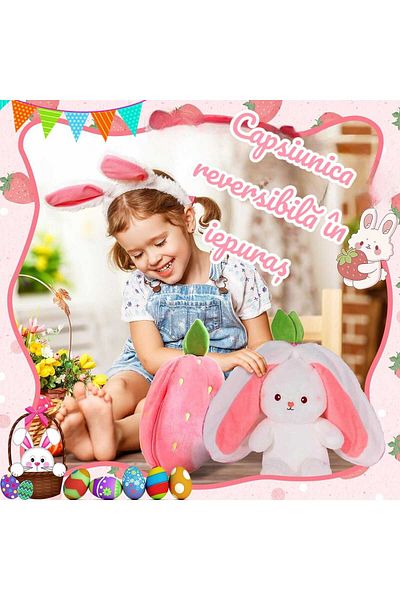 Malvys Malvys® Plush Toy, Strawberry Bunny, Pink/White, 45 cm