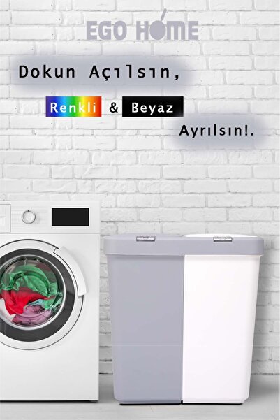ego home Motek Kirli Sepeti Ve Çöp Kovası Temizilik Çamaşır Dokunmatik Kirli Sepeti