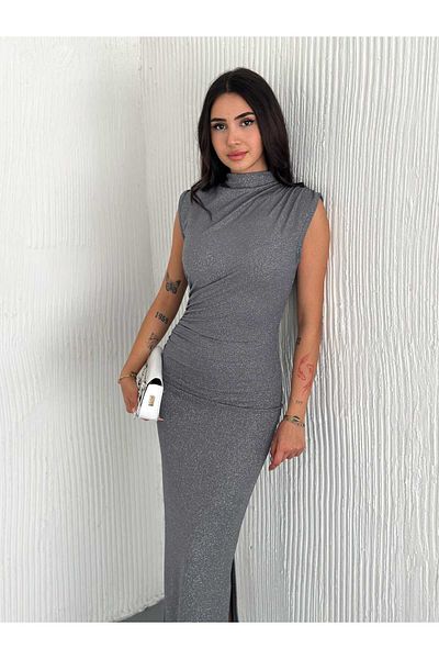 sportiness Φόρεμα Draped Midi Length Glitter Λεπτομερές Φόρεμα