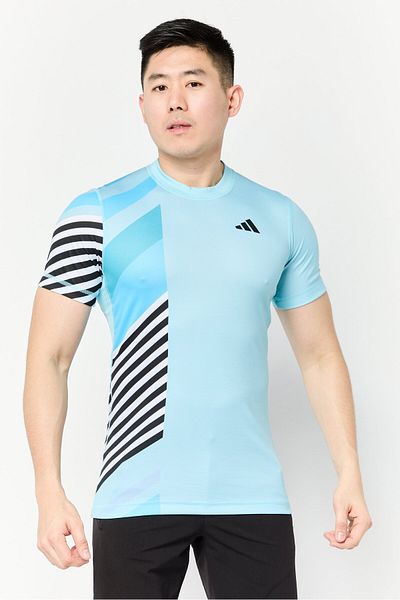 adidas Men Sportswear Fit Short Sleeves Training T-Shirts, Turquoise