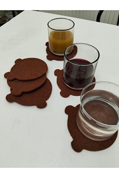 KozaX Set of 6 Brown Bear Figure Coasters Felt Square Coasters for Home, Offi...