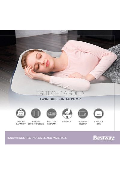 BESTWAY Bestway Air Mattress with Built-in Pump 1.91m x 97cm x 36cm 26-67723