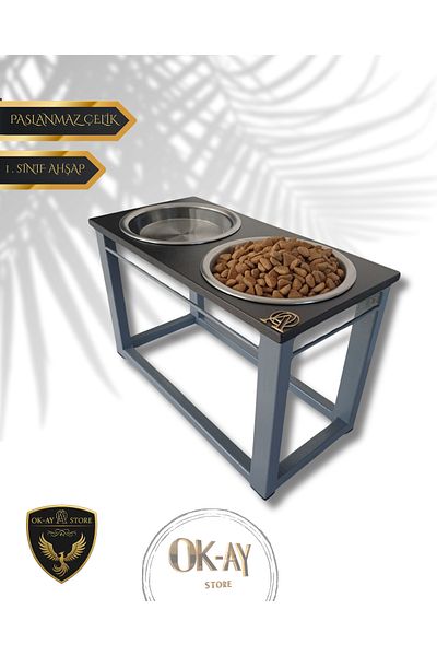 Okay Modern Stainless Steel Food Stand for Cat-Dog, Stylish and Durable Food Stand