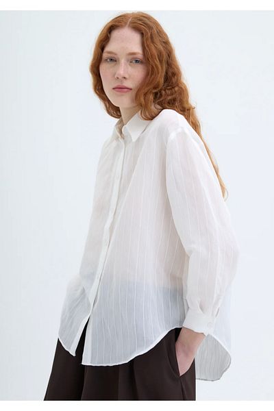 Quzu Pinstripes Buttoned Oversize Shirt