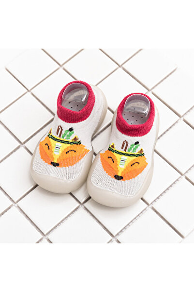 Superbaby Gray and burgundy loafers with non-slip sole - Indian fox