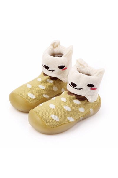 Superbaby Mocasini mustar cu talpa de silicon antiderapanta - Kitty