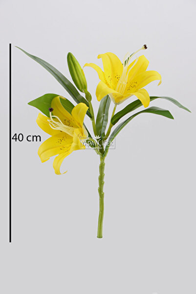 Yapay Çiçek Deposu Yapay Çiçek Lüx 2li Dal Islak Kaplan Çiçeği 40 cm Sarı