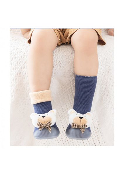 Superbaby Mocasini cu talpa antiderapanta - White teddy